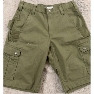 Carhartt Cargo Work Shorts Mens 30 Green Relaxed Fit Rugged Flex Stretch
